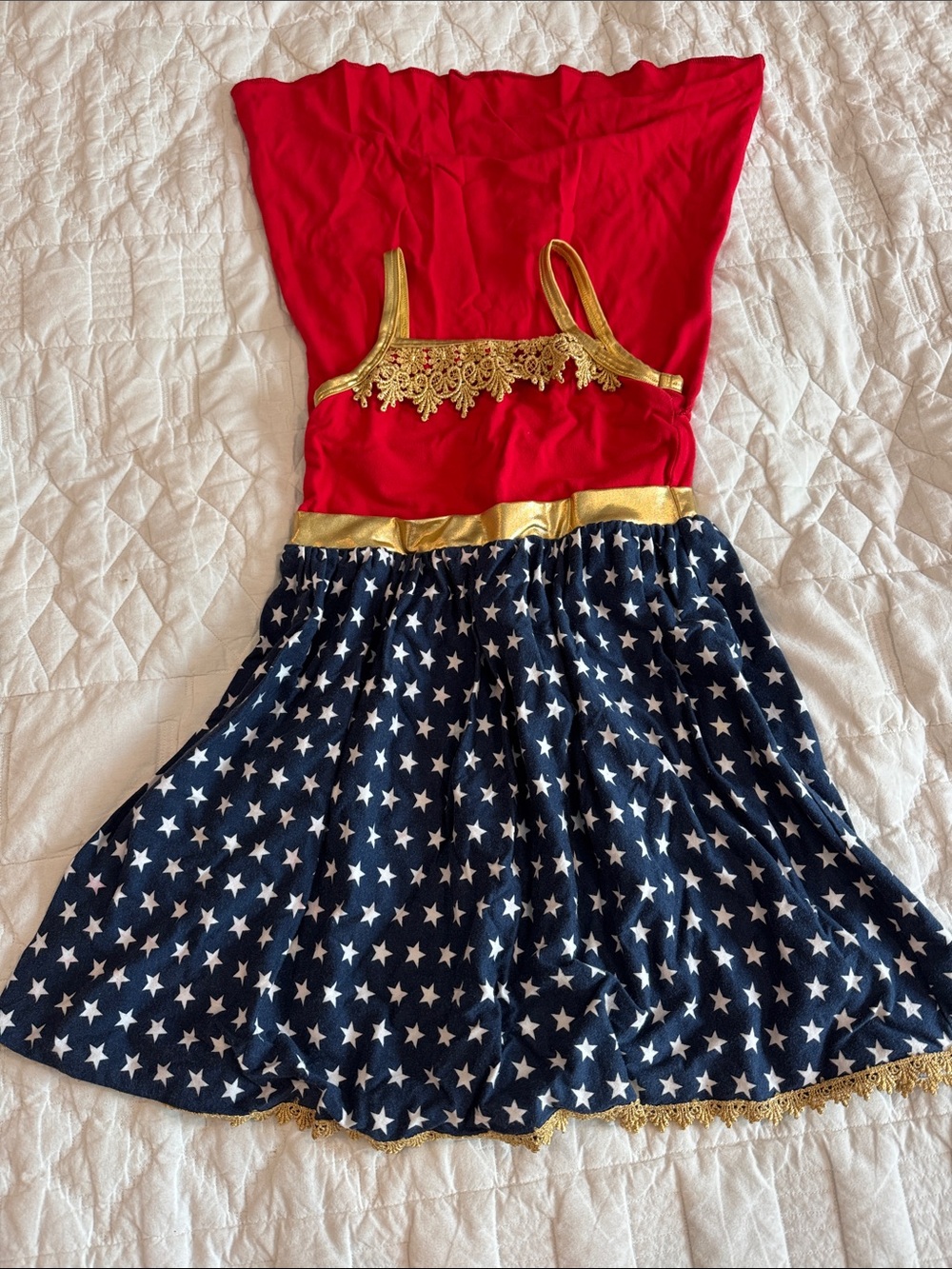Girls Red and Navy Star Superhero Wonderwoman Dress by Placard Originals